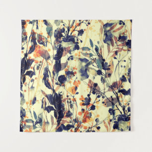 Nature's Imprints: Floral Leaves Seamless. Tapestry