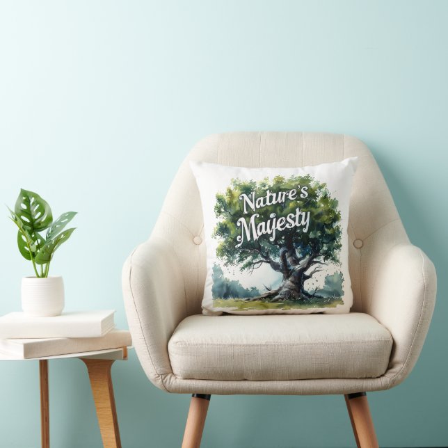"Nature's Majesty" - Whimsical Oak Tree Throw Pill Cushion (Chair)