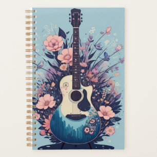 Nature's Melody: Guitar with Floral Details Planner
