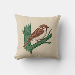 Nature's Melody: Sparrow on Tree Logo Cushion