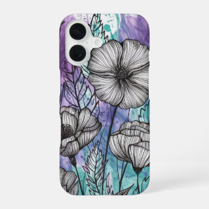 Nature's Palette: Purple, Teal, and Blue Splendour iPhone 16 Case