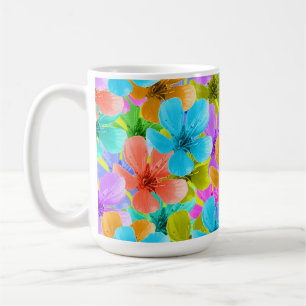 Nature's Palette: Tricoloured Blossom Blooms Coffee Mug