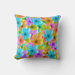 Nature's Palette: Tricoloured Blossom Blooms Cushion