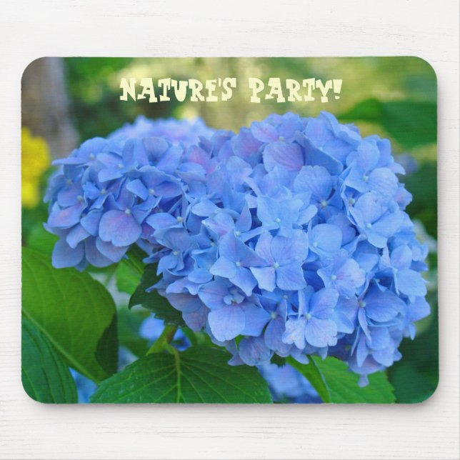 Nature's Party! mousepad Blue Hydrangea flowers (Front)