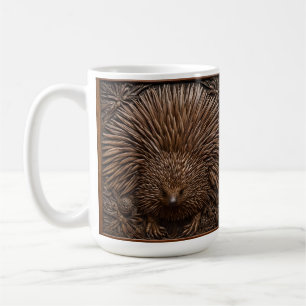 Nature's Quill: The Australian Echidna in Wood, Coffee Mug