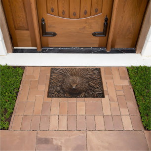 Nature's Quill: The Australian Echidna in Wood, Doormat