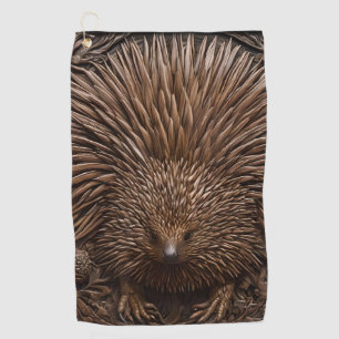Nature's Quill: The Australian Echidna in Wood, Golf Towel
