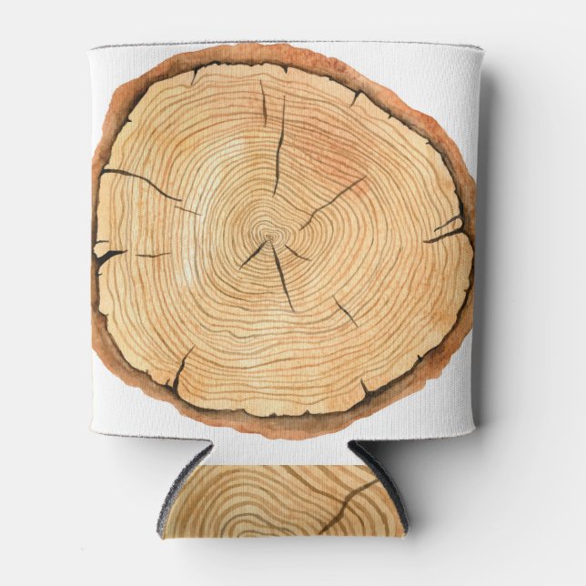 Nature's Rings: Tree Texture Triumph Can Cooler (Front)