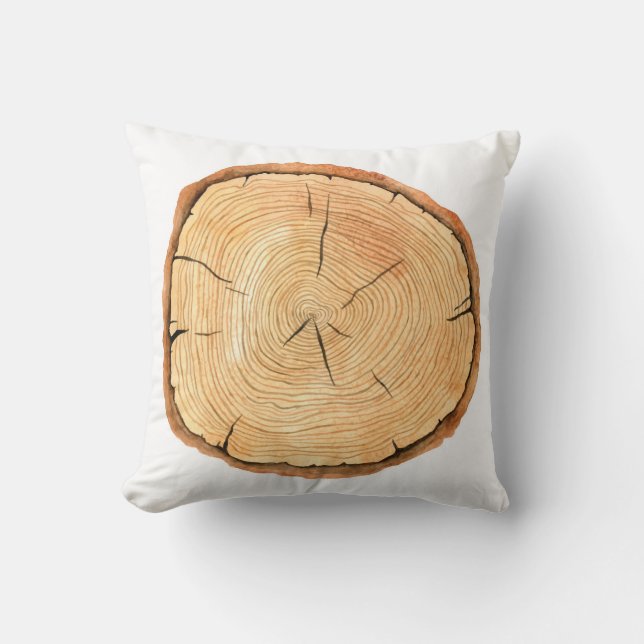 Nature's Rings: Tree Texture Triumph Cushion (Front)