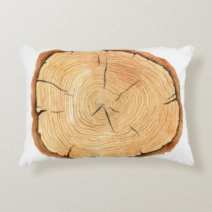 Nature's Rings: Tree Texture Triumph Decorative Cushion