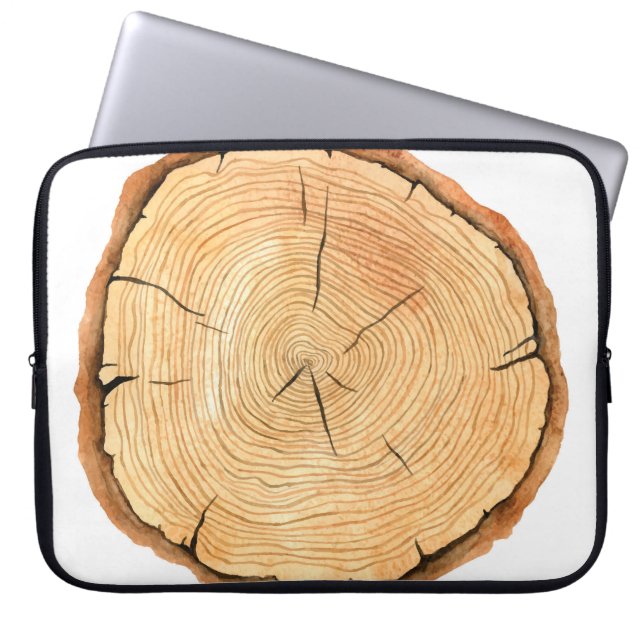 Nature's Rings: Tree Texture Triumph Laptop Sleeve (Front)