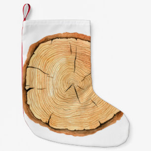 Nature's Rings: Tree Texture Triumph Small Christmas Stocking