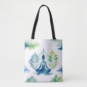 Nature's Serenity: Meditation Silhouette Tote Bag