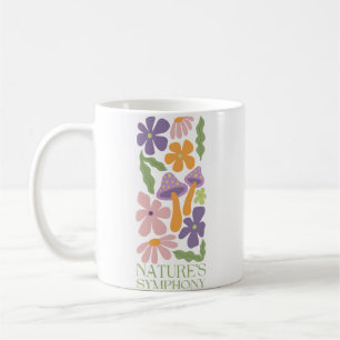 nature's symphony colorful minimalist retro flower coffee mug