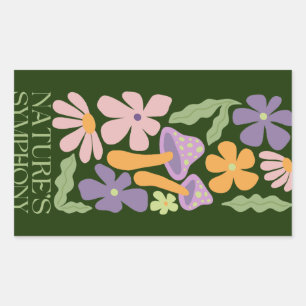 nature's symphony colourful minimalist retro flowe rectangular sticker