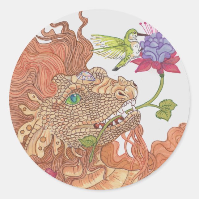 Nature's Treasures Dragon Classic Round Sticker (Front)