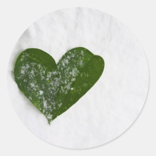 Nature's Winter Snow Romantic Heart of Love Classic Round Sticker