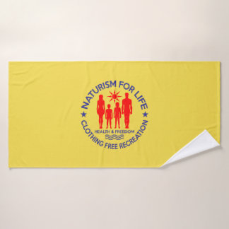 Naturism For Life - Nudist Family Logo Bath Towel