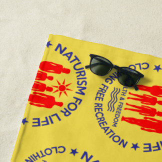 Naturism For Life - Nudist Family Logo Beach Towel