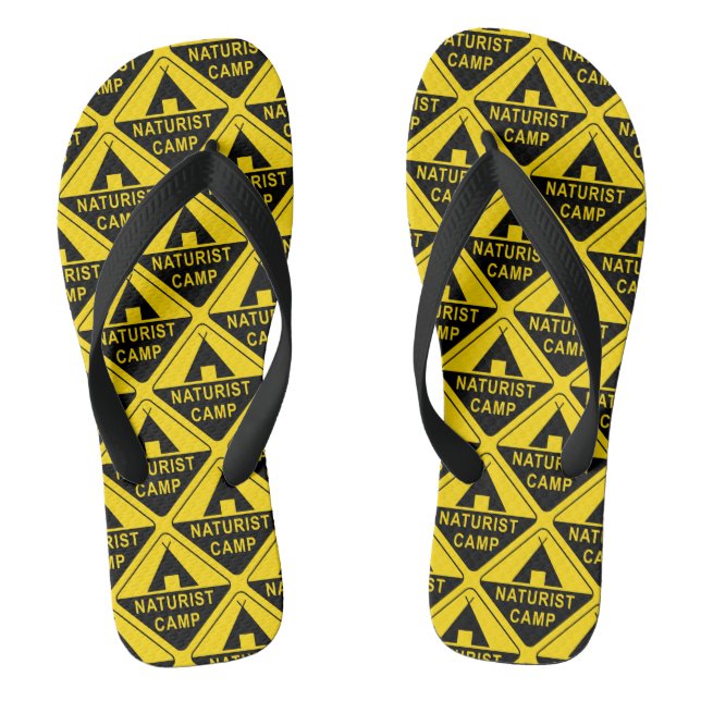 Naturist Camp Sign Print Thongs (Footbed)