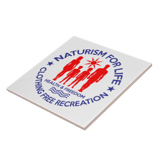 Naturist/Nudist Naturism For Life Logo Ceramic Tile