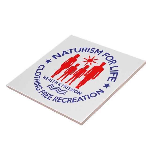 Naturist/Nudist Naturism For Life Logo Ceramic Tile (Side)