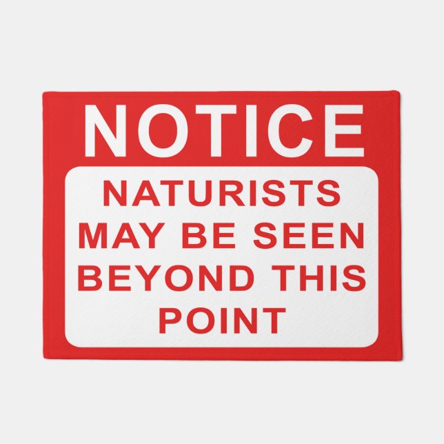 Naturist - Warning Sign Notice Doormat (Front)