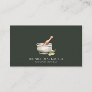 Naturopathic Doctor Mortar Pestle Black Business Card