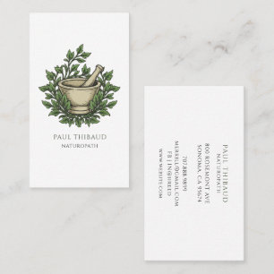 Naturopathic Doctor Watercolor Mortar Pestle  Business Card
