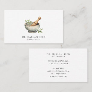 Naturopathic Doctor Watercolor Mortar Pestle Business Card