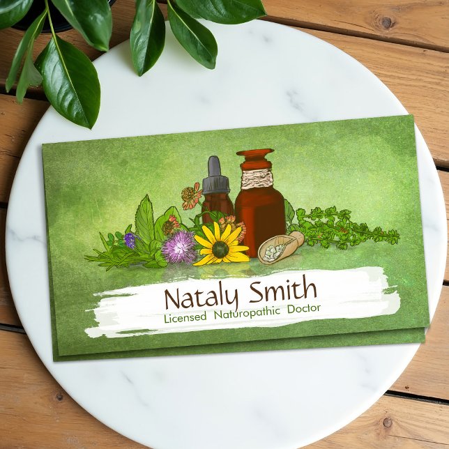 Naturopathic Medicine Illustration Business Card (Creator Uploaded)