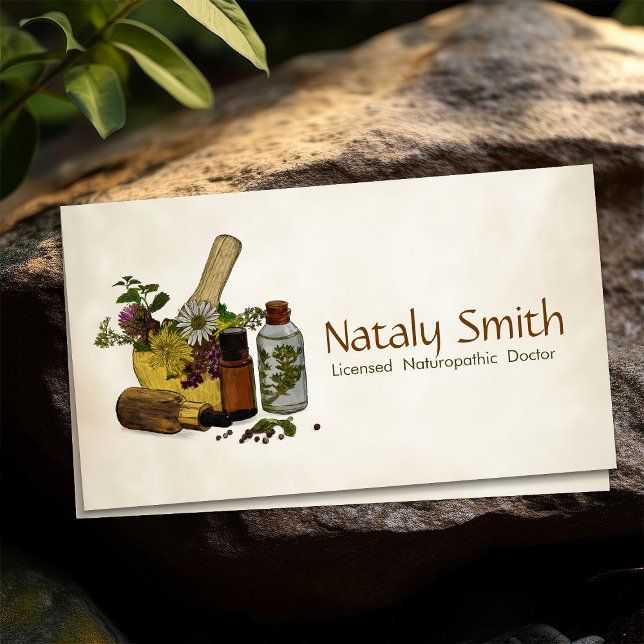 Naturopathic Medicine Illustration Business Card (Creator Uploaded)