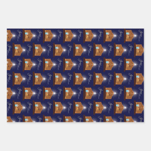 Natvity Pine Cone and Pine Branches Wrapping Paper Sheet