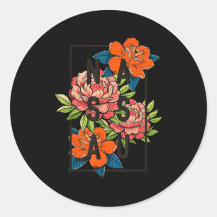 Nau Bahamas Wildflower Floral Souvenir Vintage Flo Classic Round Sticker