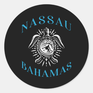 Nau Hamas Sea Turtle Surfing Vacation Souvenir Classic Round Sticker