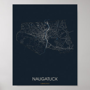 Naugatuck Connecticut Street Map Poster (Night) –