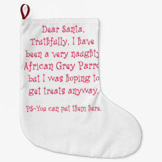 Naughty African Grey Parrot Large Christmas Stocking