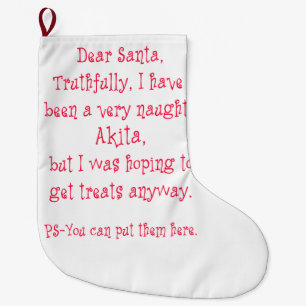 Naughty Akita Large Christmas Stocking