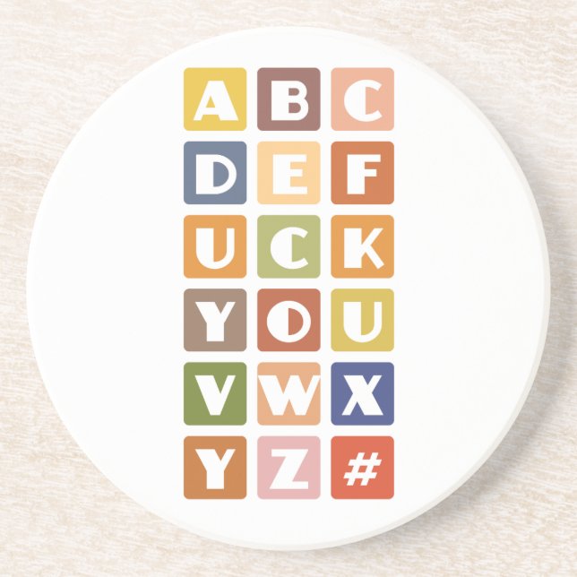 Naughty Alphabets coaster (Front)