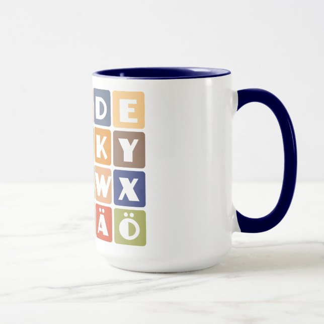 Naughty Alphabets mug – choose style & colour (Right)