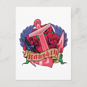 Naughty Anchor Roses and Wings Postcard