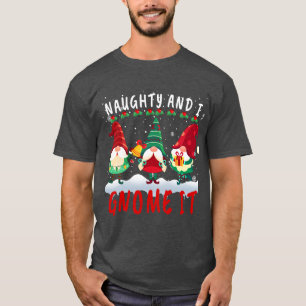 Naughty And I Gnome It Cute Gnomes Christmas T-Shirt