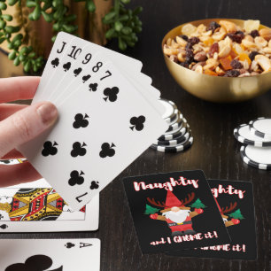 NAUGHTY AND I GNOME IT funny christmas Playing Cards