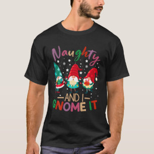 Naughty And I Gnome It Funny Gnome Christmas T-Shirt