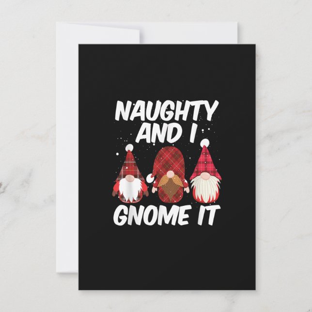 Naughty And I Gnome It Nordic Gnomes Christmas Nau Invitation (Front)