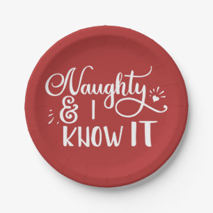 naughty and I know it Funny Christmas Paper Plate