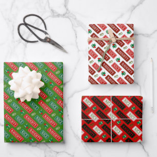 Naughty and Nice Christmas Wrapping Paper Sheet