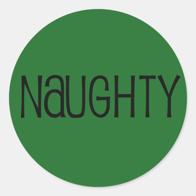 Naughty and Nice Gold Christmas Holiday Gift Fun 2 Classic Round Sticker (Front)