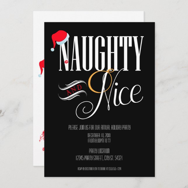 Naughty and Nice Holiday Party Invitations (Front/Back)