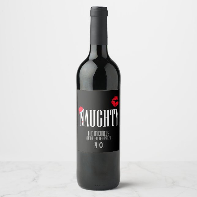 Naughty and Nice, Holiday Party Wine Label (Front)